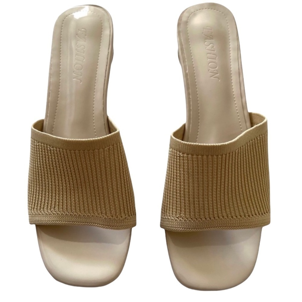 Womens Statement Round heel slip on Small heel sandal Size 39